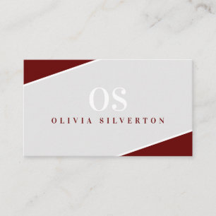CREATIVE CORNERS classy monogram maroon gray white Business Card