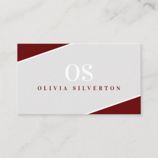CREATIVE CORNERS classy monogram maroon gray white Business Card