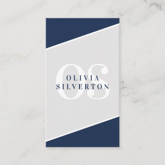 CREATIVE CORNERS classy monogram navy gray white Business Card
