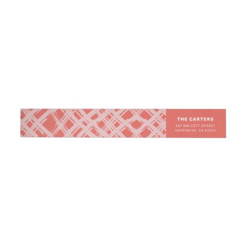 CREATIVE CROSSHATCH pattern red and pink holiday Wrap Around Label