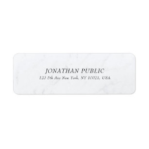 Creative Cursive Text White Marble Minimalist Cool Label