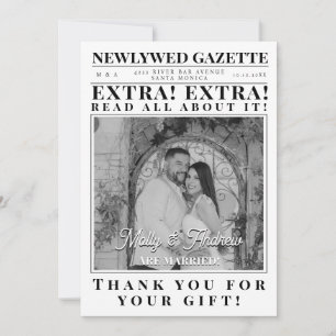 Creative Custom Minimalist Newspaper Photo Wedding Invitation