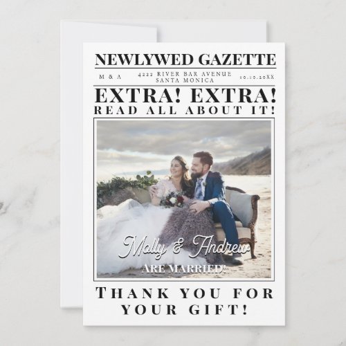 Creative Custom Minimalist Newspaper Photo Wedding Invitation