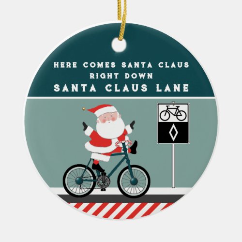 Creative Cyclist Biking Christmas 2023 Ceramic Ornament