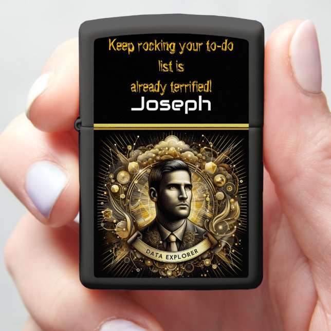 Creative Data Exploration in a Golden Realm Zippo Lighter (In Hand)