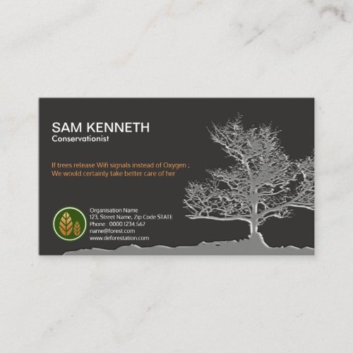 Creative Deforestation Tree Conservationist Business Card