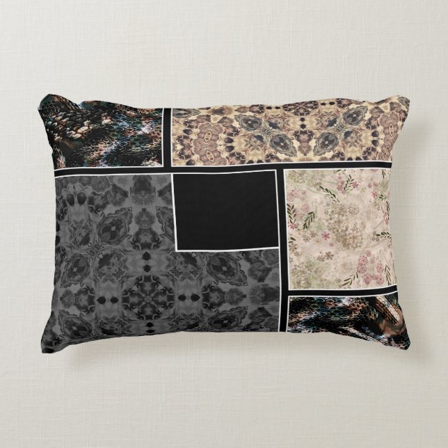 Creative design photos text ornamental snake skin accent pillow (Front)