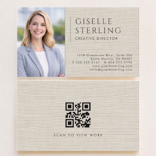 Creative Director Linen Photo QR Code Business Card
