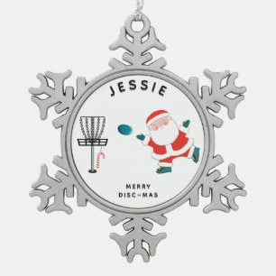 Creative Disc Golf Snowflake Pewter Christmas Ornament