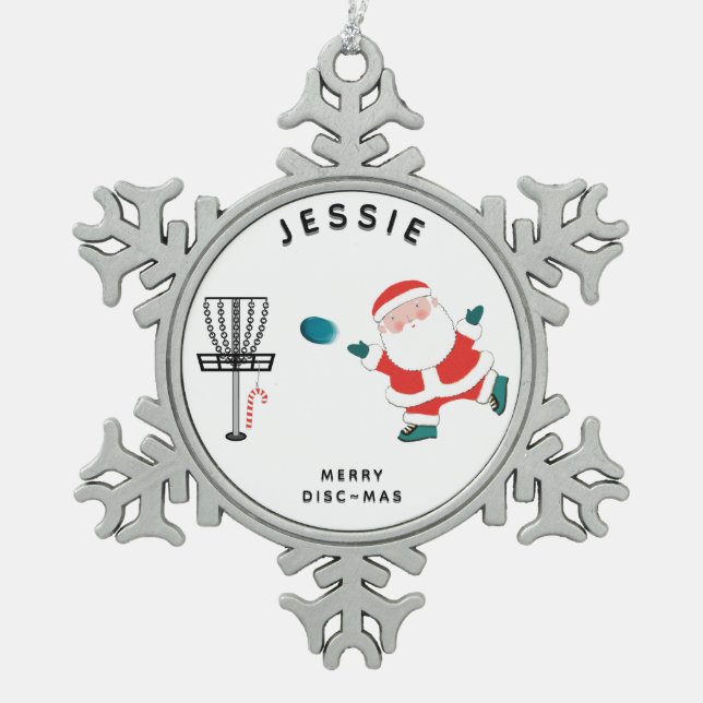 Creative Disc Golf Snowflake Pewter Christmas Ornament (Front)