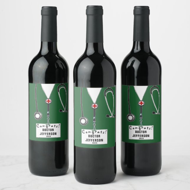 Creative Doctor Grad Party Wine Label (Bottles)