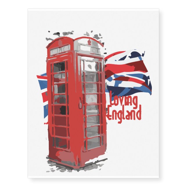 Creative drawing Loving England Temporary Tattoos (Front)