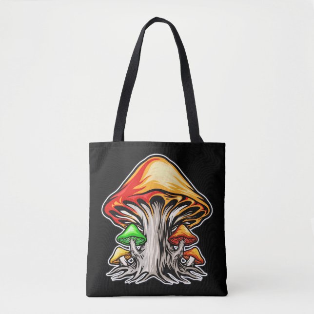 Creative Earthy Psychedelic Mushroom Art Tote Bag (Front)