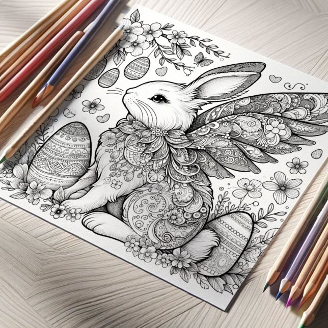 Creative Easter Coloring Pages Printable Poster (Easter coloring pages for adults printable magical bunny rabbit and Easter eggs Do Tell A Belle)