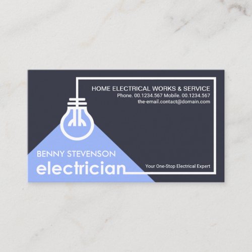 Creative Electric Wiring Blue Bulb Electrician Business Card
