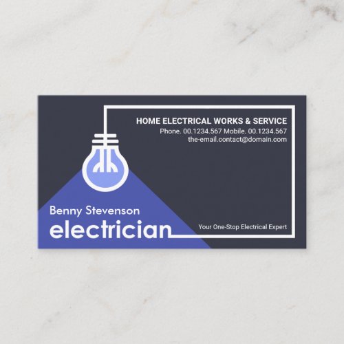 Creative Electric Wiring Blue Bulb Electrician Business Card