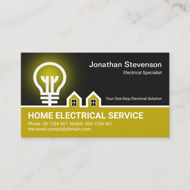 Creative Electrical Bulb Border Electrician Business Card (Front)