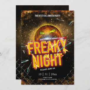 Creative Electronic Neon Effect Halloween Party Invitation