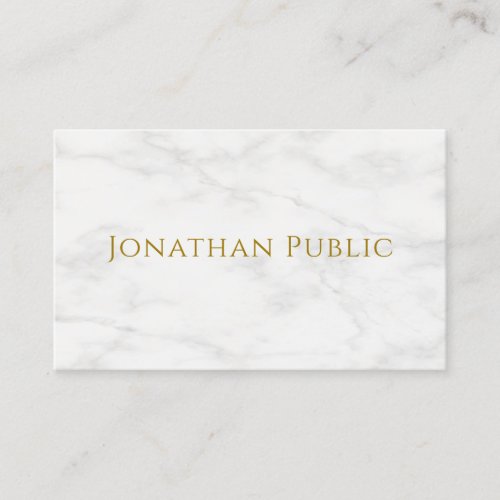 Creative Elegant Gold Text White Marble Template Business Card