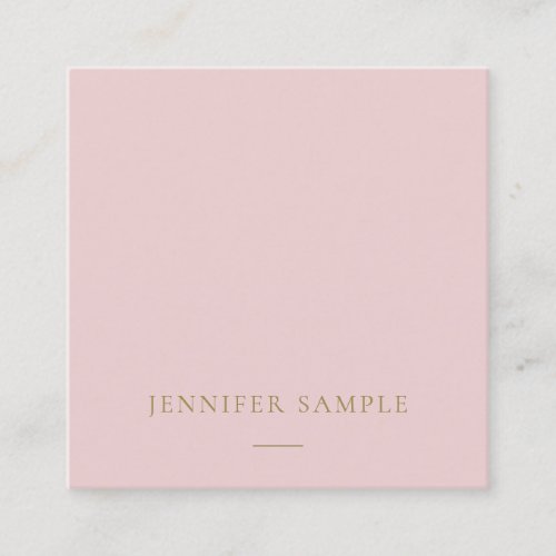 Creative Elegant Pink Gold Text Simple Template Square Business Card