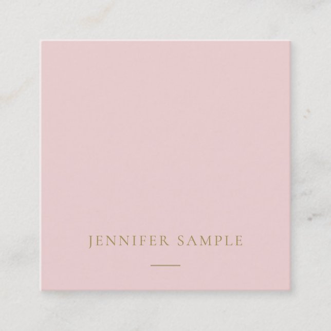 Creative Elegant Pink Gold Text Simple Template Square Business Card (Front)