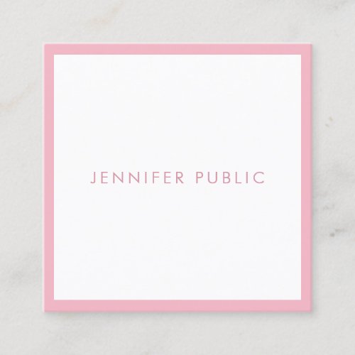 Creative Elegant Pink White Modern Template Trendy Square Business Card
