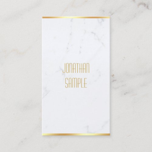 Creative Elegant White Marble Gold Name Modern Business Card