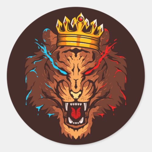 creative esport lion logo design classic round sti classic round sticker