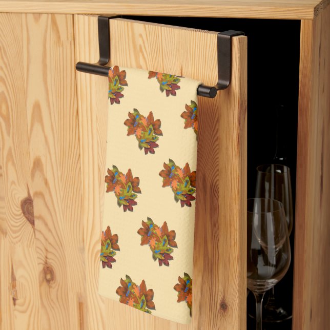 Creative Fall Leaves Thanksgiving Kitchen Towel (Thirds Fold)