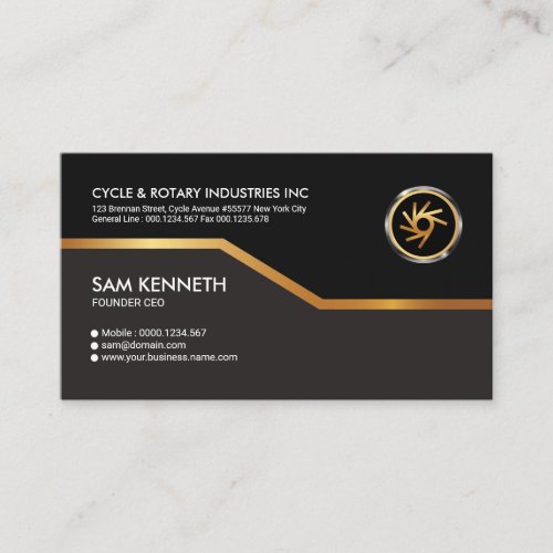Creative Faux Gold Line Simple Black Founder CEO Business Card