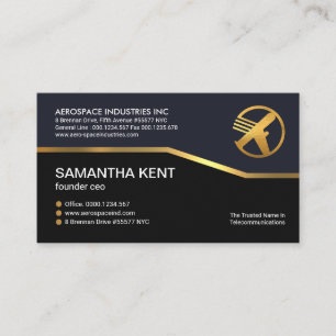 Creative Faux Gold Line Simple Blue Black CEO Business Card