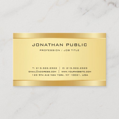 Creative Faux Gold Modern Simple Design Elegant Business Card