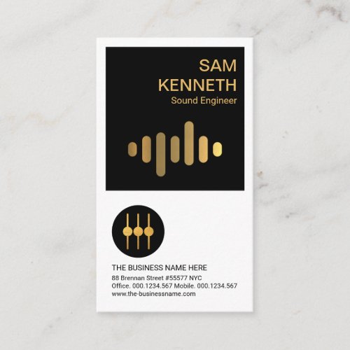 Creative Faux Gold Music Wave Sound Engineer Business Card