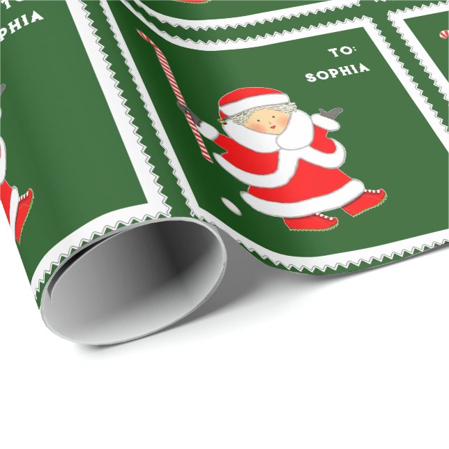 Creative Field Hockey Holiday Gift Wrapping Paper (Roll Corner)