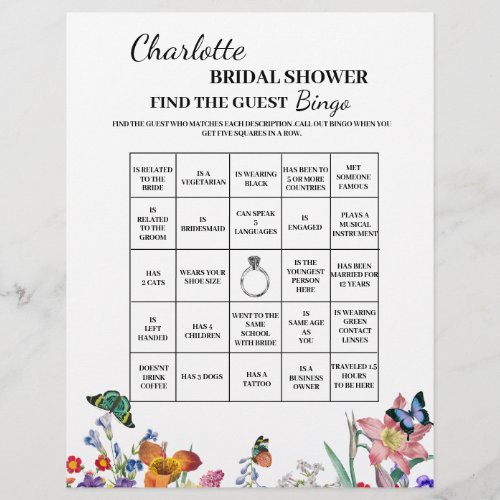 Creative Find The Guest Bridal Shower Bingo Flyer