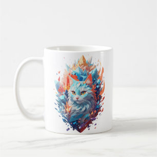 Creative Fire and Ice Cat Design Coffee Mug