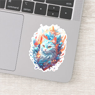 Creative Fire and Ice Cat Design Sticker