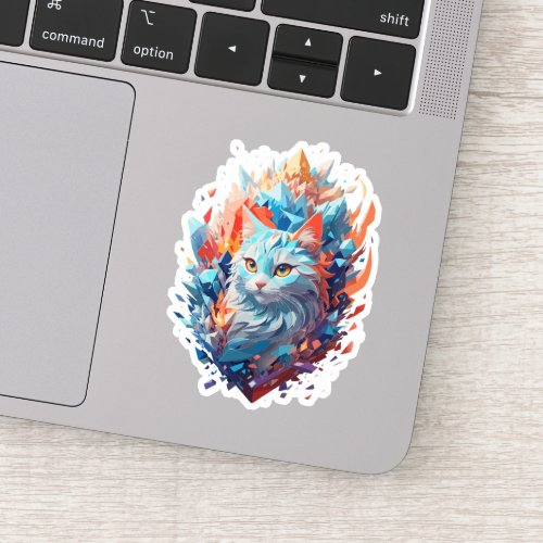 Creative Fire and Ice Cat Design Sticker
