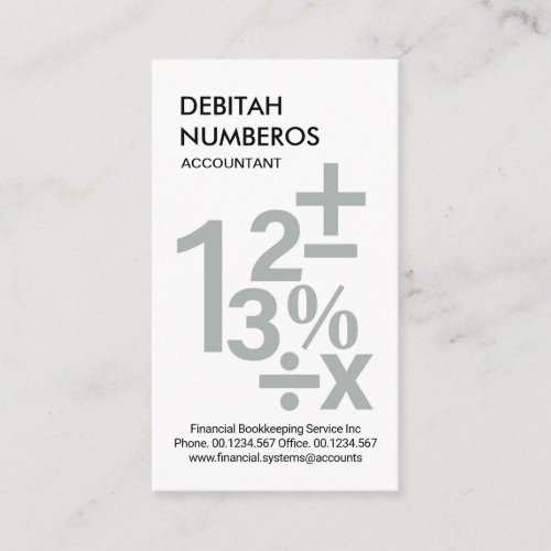 Creative Floating Numbers Symbols Business Card