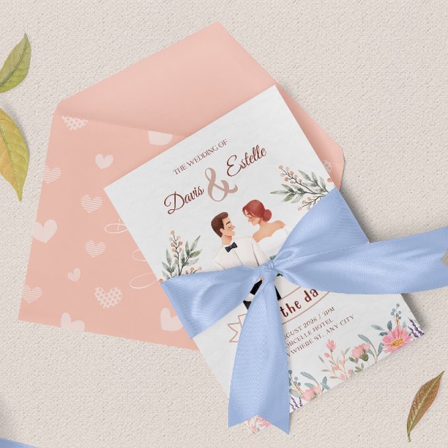 Creative Floral Illustration Wedding Invitation (Creator Uploaded)