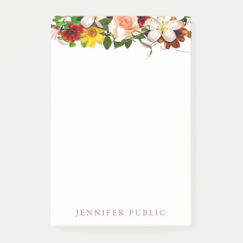 Creative Floral Template Watercolor Flowers Modern Post_it Notes