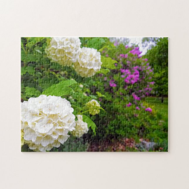 Creative flower garden white photo jigsaw puzzle (Horizontal)