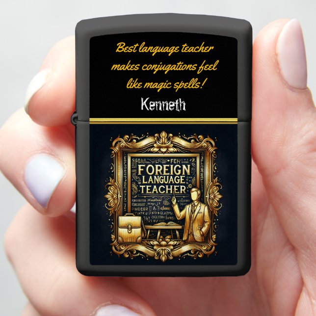 Creative Foreign Language Teacher Zippo Lighter (In Hand)
