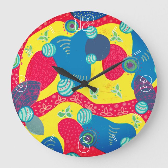 Creative Forms and Shapes Original Abstract Art Large Clock (Front)