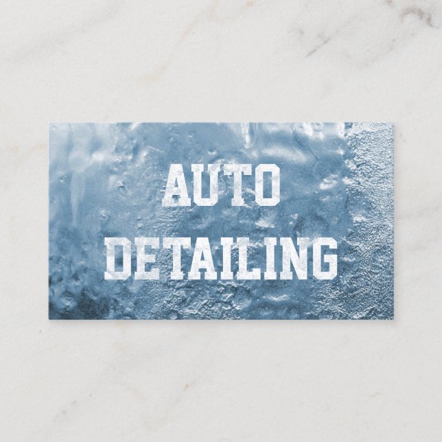 Creative Frozen Ice Typography Auto Detailing Business Card (Front)