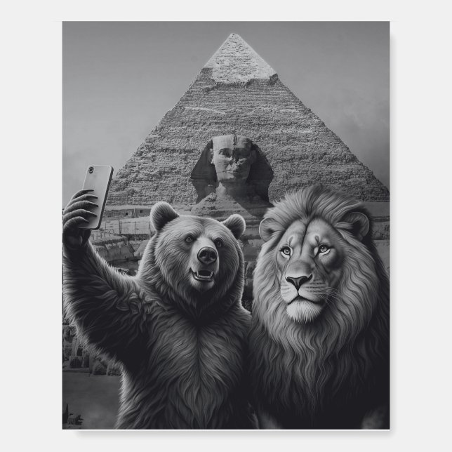 Creative Funny Lion and Bear Selfie  Foam Board (Front)
