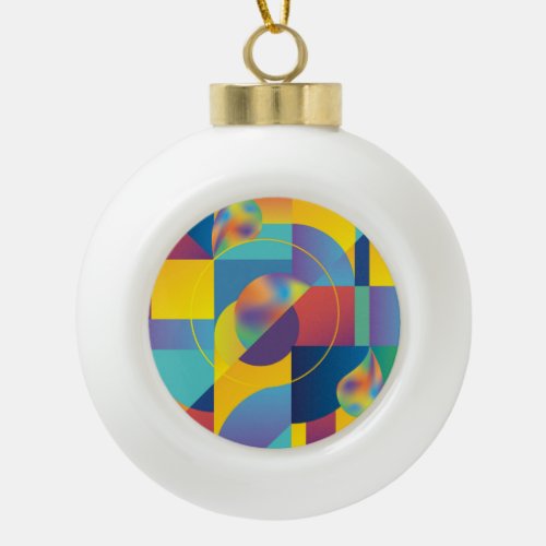 Creative Geometric Abstract Vintage Cover Ceramic Ball Christmas Ornament