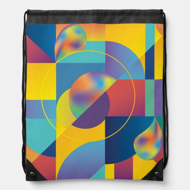 Creative Geometric: Abstract Vintage Cover. Drawstring Bag (Front)