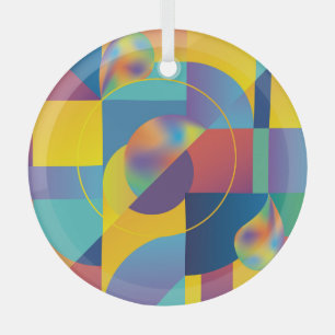 Creative Geometric: Abstract Vintage Cover. Glass Ornament