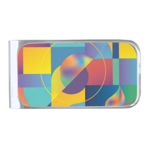Creative Geometric: Abstract Vintage Cover. Silver Finish Money Clip